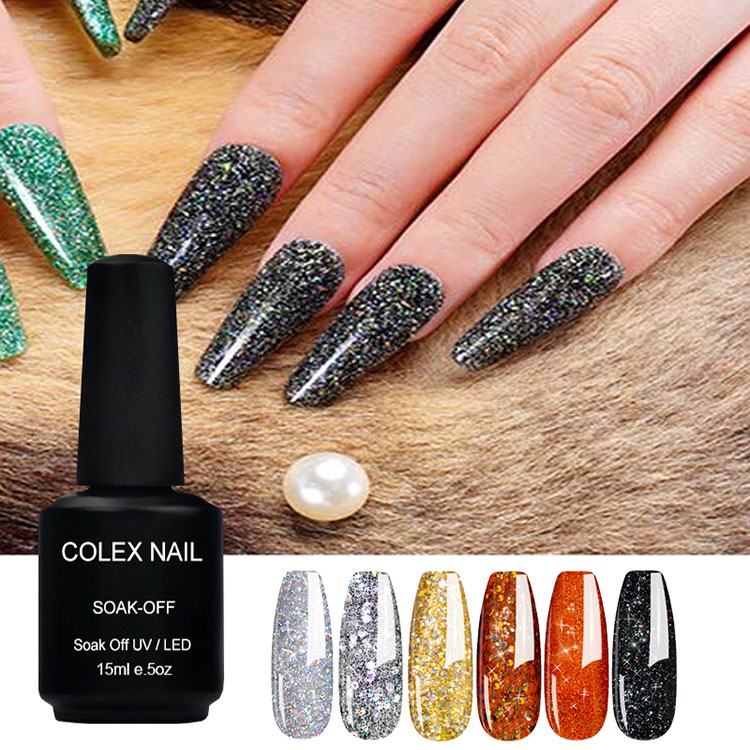 15 ml skinnende gnistglitter gel polsk