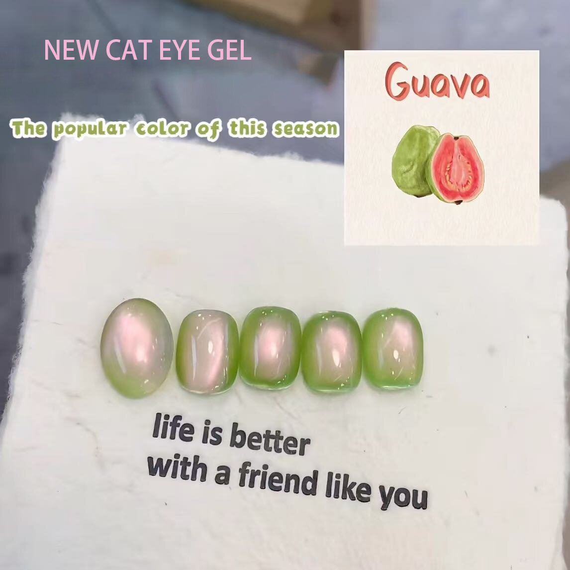Guavainspireret katteøje-gelpolering tager midterste scene på neglefashion