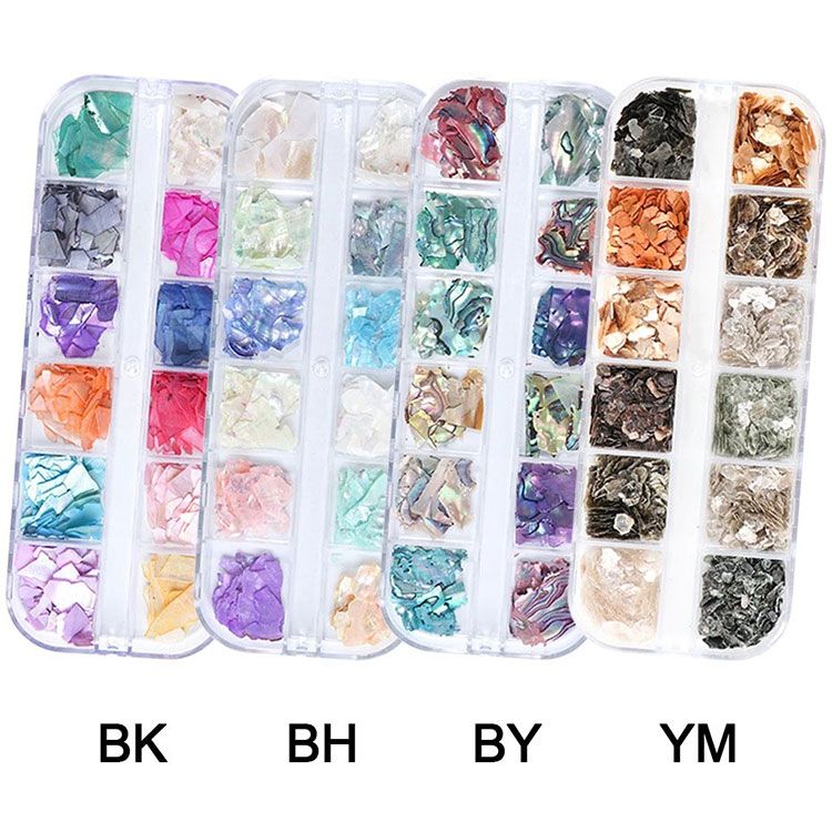 3d Abalone Shell Uregelmæssige Nail Art dekorationer