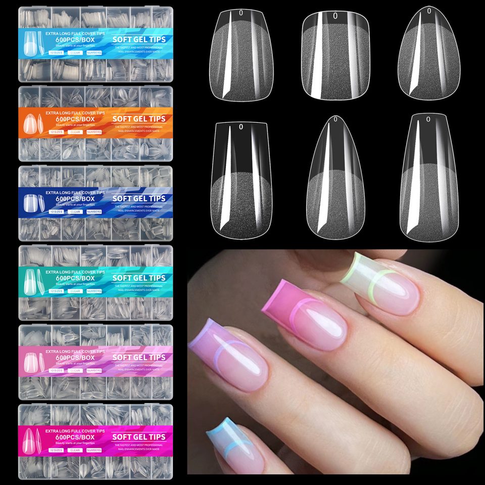 600 stk. Soft Gel Full Cover Nail Tips