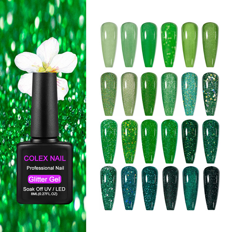 8 ml grøn glitter gel polsk