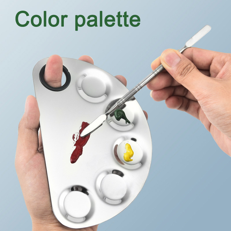 Bedste pris Rustfrit stål Metal Nail-art Kosmetisk kunstner Mixing Palette
