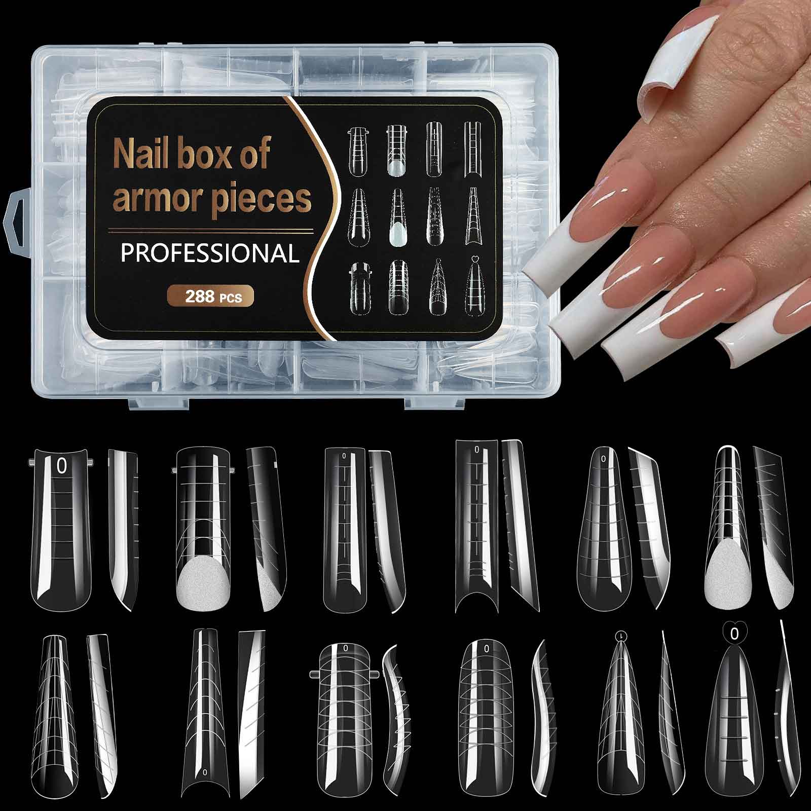 Dual Nail Forms neglespidser 12 former 288 stk til poly neglegel