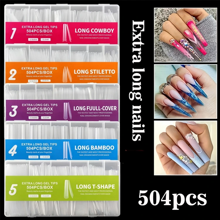 Ekstra lange geltips - 504stk