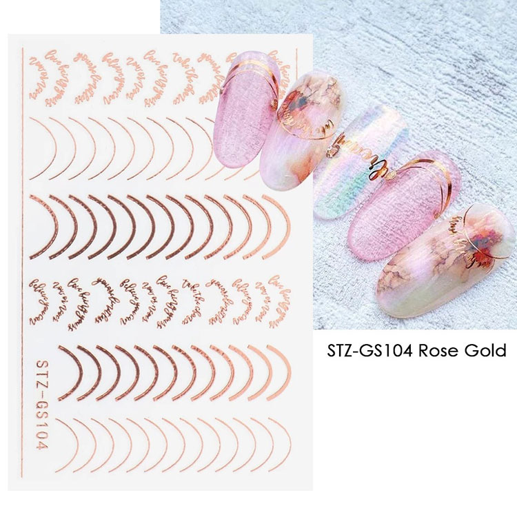 Guld Sølv Stripe Lines Nail Stickers Decals