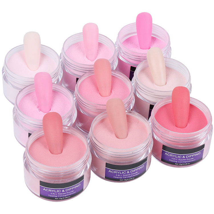 Pink Clear Dyppepulver Nail Acryl Pulver