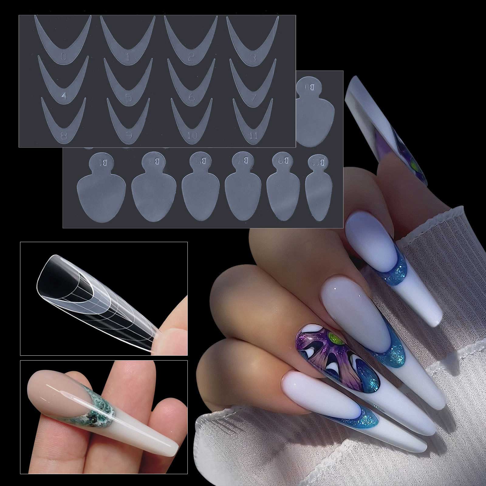 Fransk manicureklistermærker i silikone til negleform