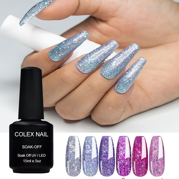 Glitrende skinnende hvid sølv glitter gel polsk